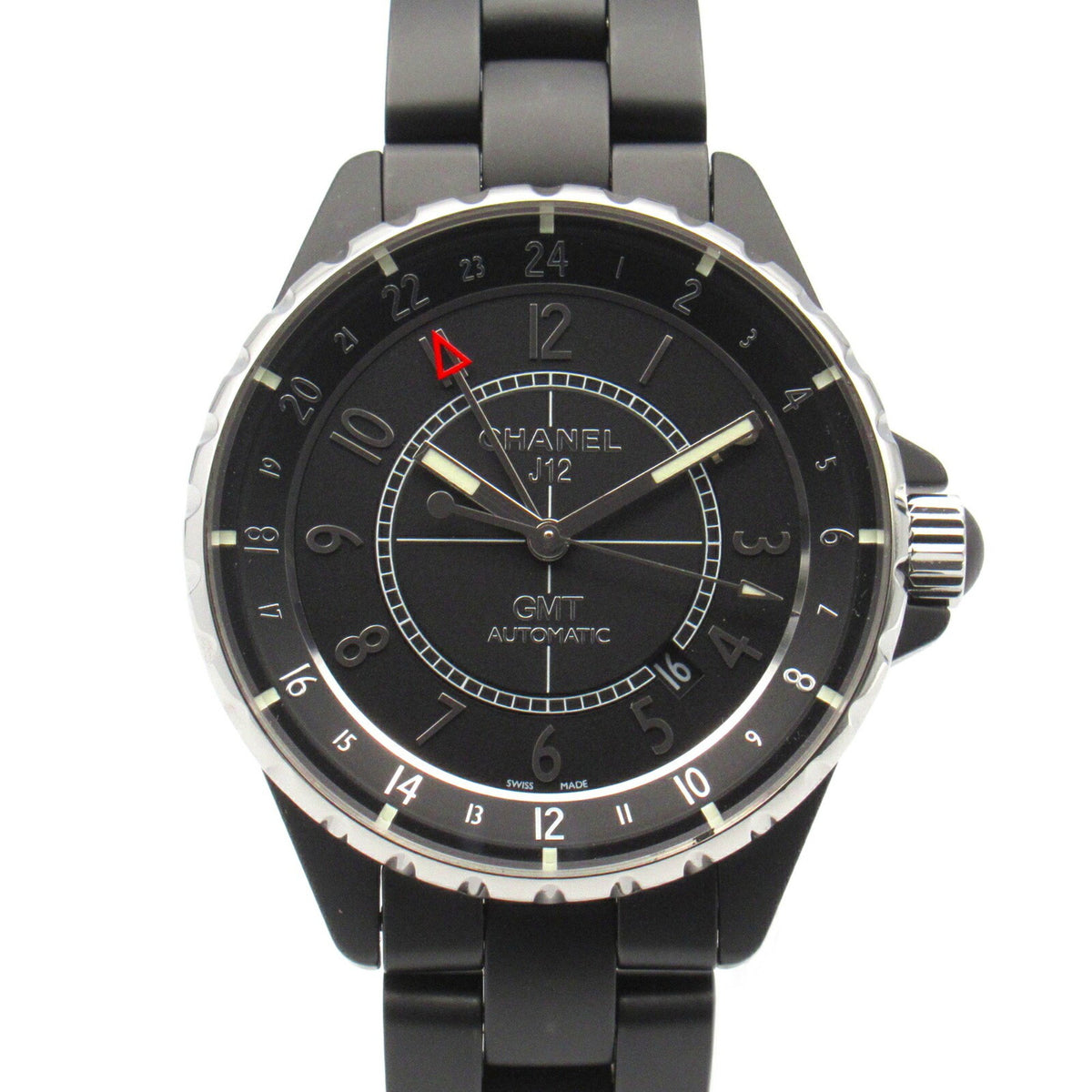 Montre-bracelet CHANEL J12 GMT d'occasion, céramique, homme, noire, H3101 
