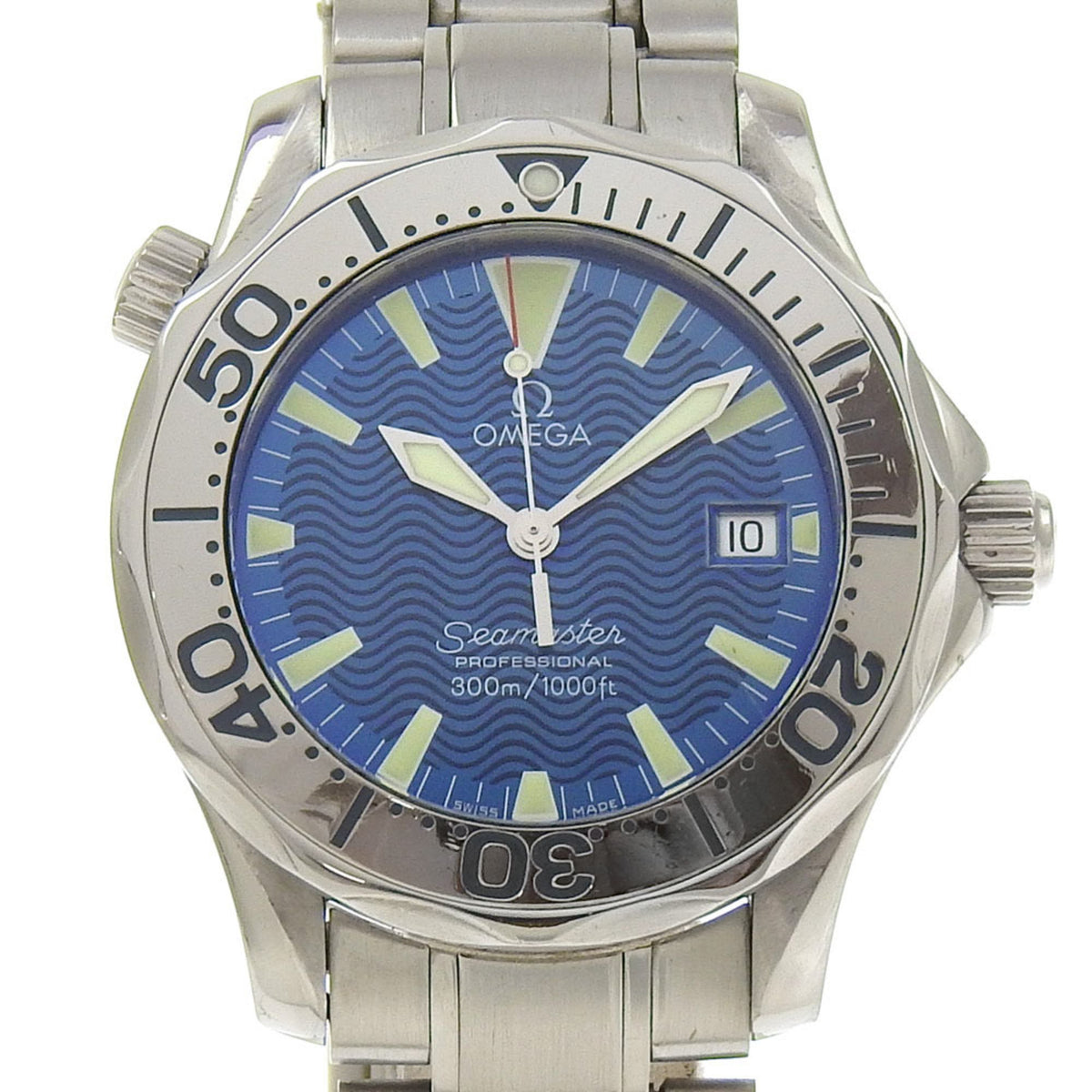 Pre-Owned OMEGA Seamaster Watch Professional 300 2263.8 Stainless Steel Quartz Analog Display Blue Dial Boys
