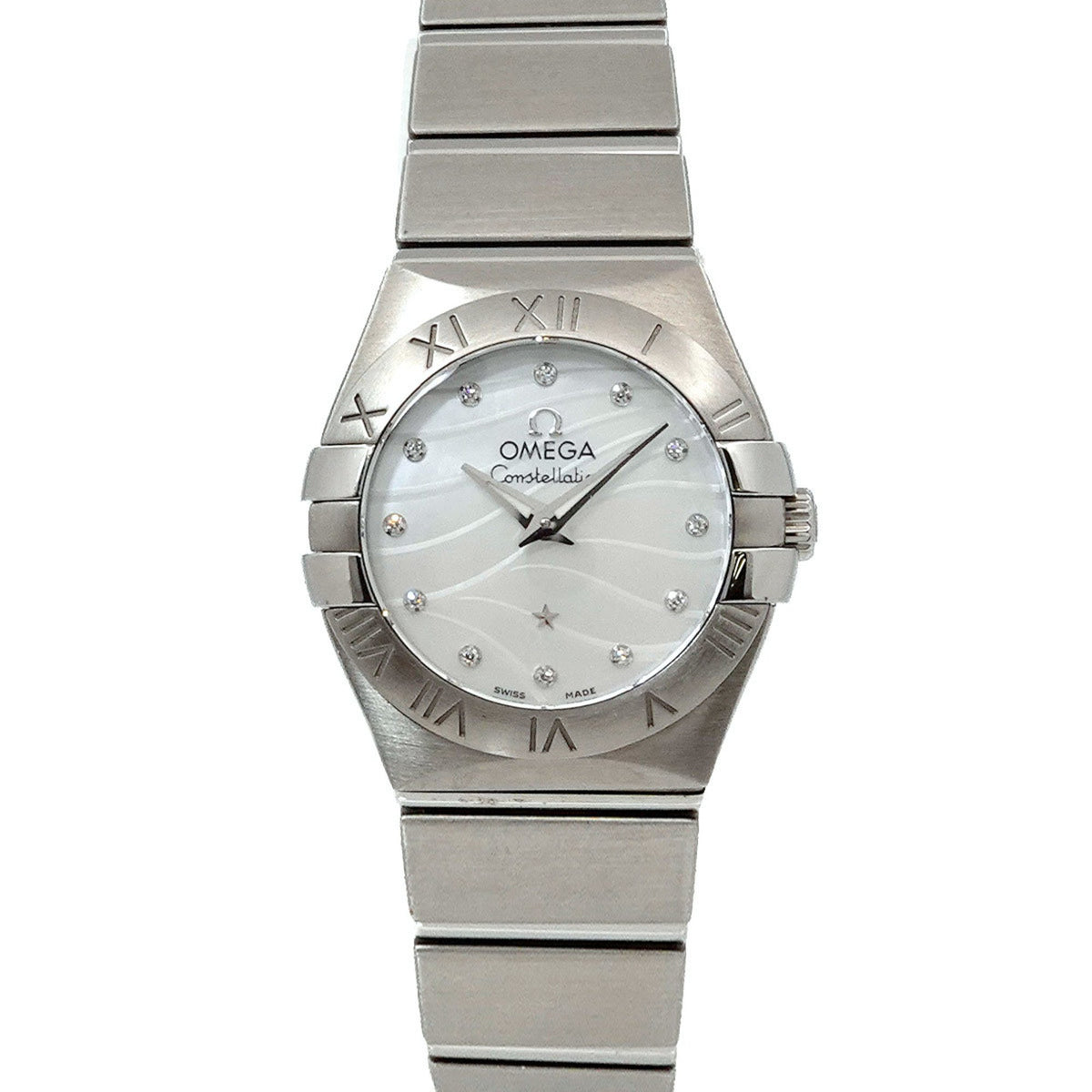 Pre-Owned OMEGA Constellation Plume 123 10 24 60 55 003 Ladies' Watch White Shell 12P Diamond Quartz