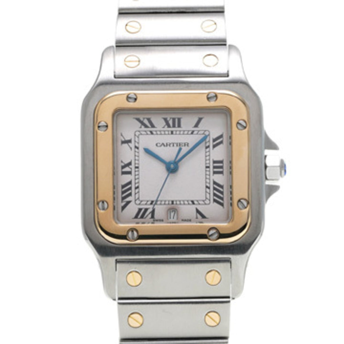 Pre-Owned Cartier Santos Galbee LM Antique W20011C4 Ivory Ladies Quartz Watch Used - Ginzo