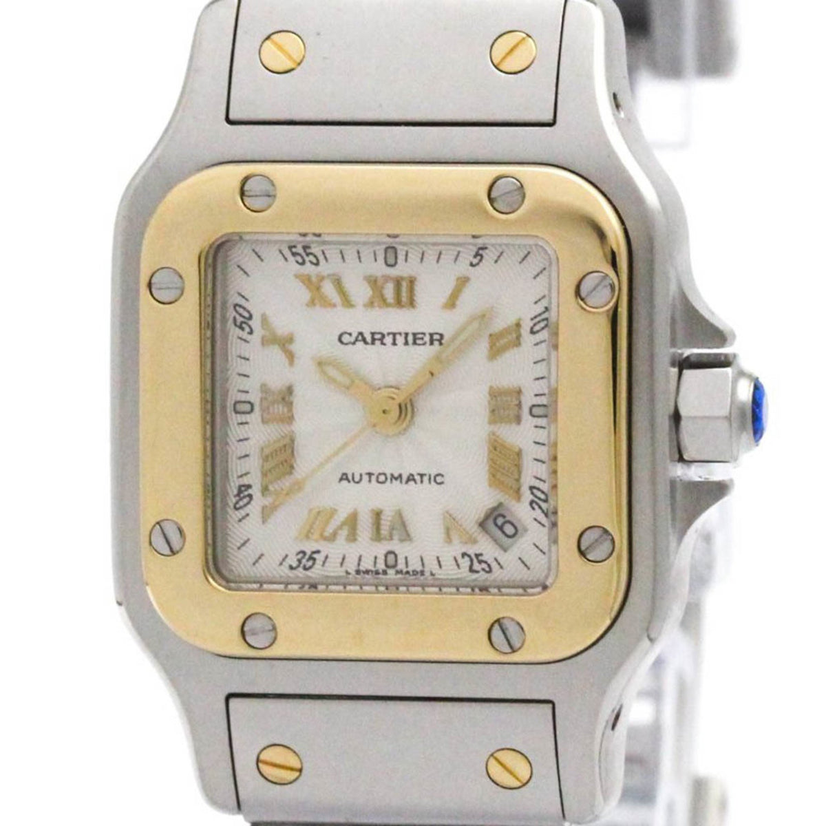 Pre-Owned CARTIER Santos Galbee 18K Gold Steel Ladies Watch W20045C4 Polished