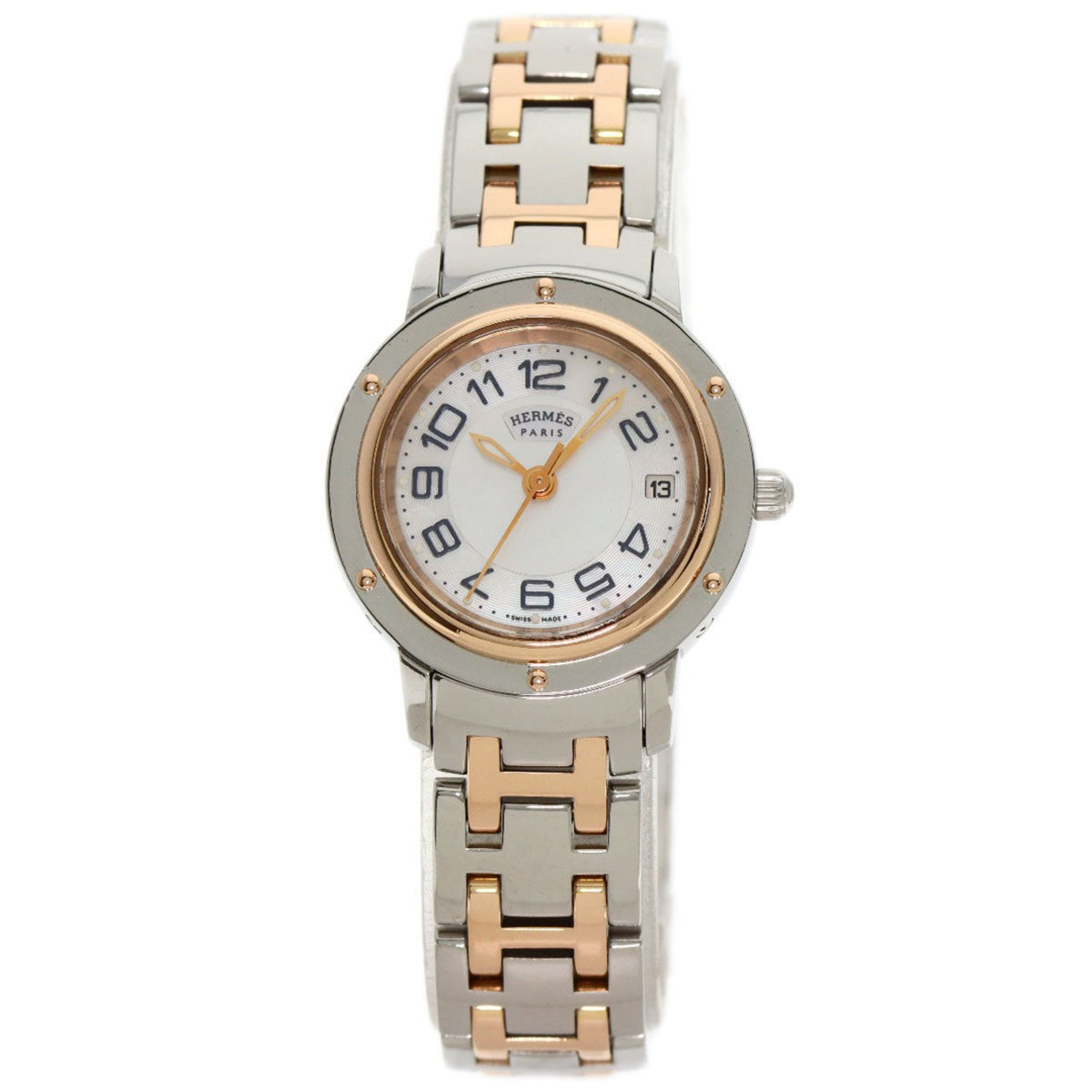 Montre Hermes Clipper Classic CP1.221 d'occasion en acier inoxydable SSxPGP pour femme HERMES 
