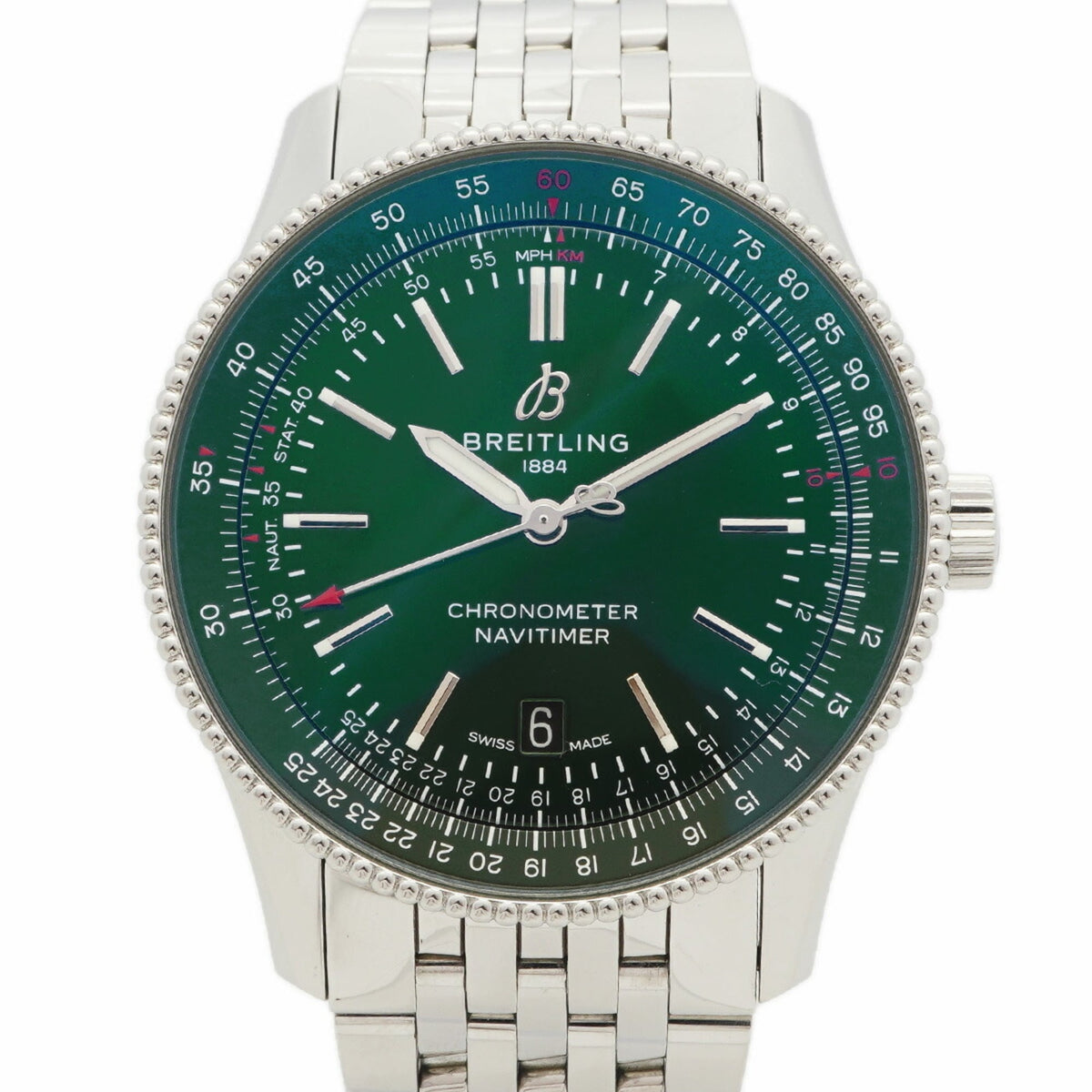 Pre-Owned Breitling Navitimer A17326 Green Dial Men's Watch