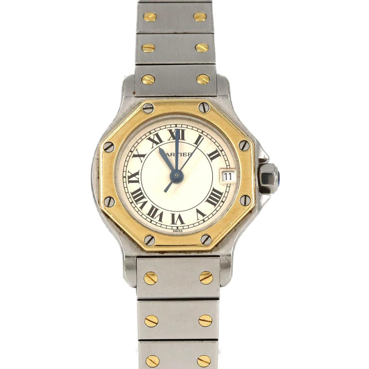 Pre-Owned Cartier Santos Octagon SM Two-tone Watch W2001683 SSxYG Quartz Movement