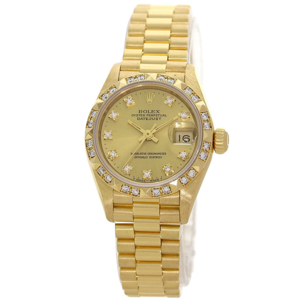 Pre-Owned Rolex 69258G Datejust 10-Piece Diamond Watch in 18K Yellow Gold/18KYG/Diamond Women's
