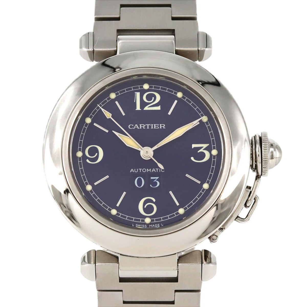 Pre-Owned Cartier Pasha C Grande Date W31047M7 Stainless Steel Automatic Watch