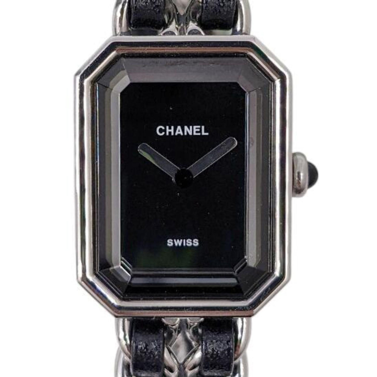 Pre-Owned CHANEL Premiere Silver SS Black Dial M-L S Metal Fittings Leather Quartz H0451 Wristwatch Women's Watch