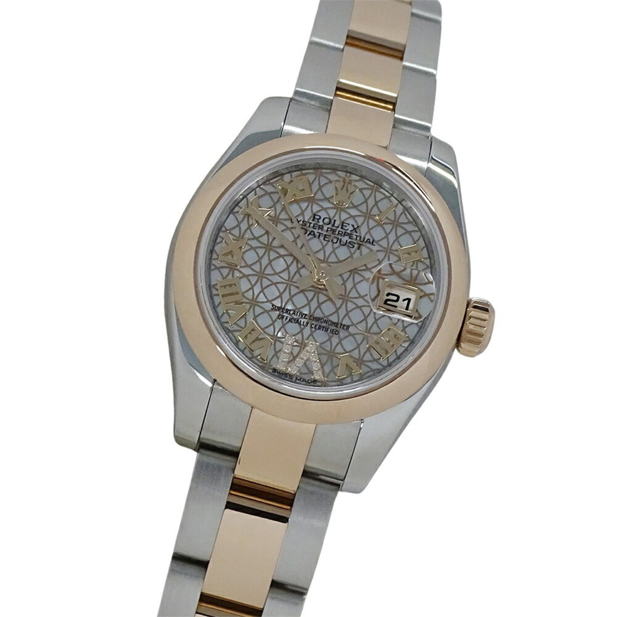 Pre-Owned Rolex Datejust 179161NR (Random Number) Women's Watch with Lotus Flower, Shell, and Diamond Design, Automatic, Stainless Steel, Pink Gold, PG Combination, Overhauled Polished