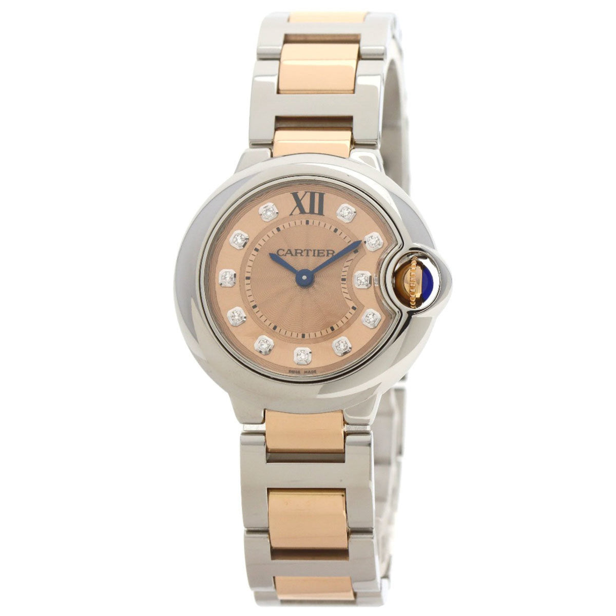 Pre-Owned Cartier WE902052 Ballon Bleu 28 11P Diamond Watch Stainless Steel SSxK18PG Women's CARTIER