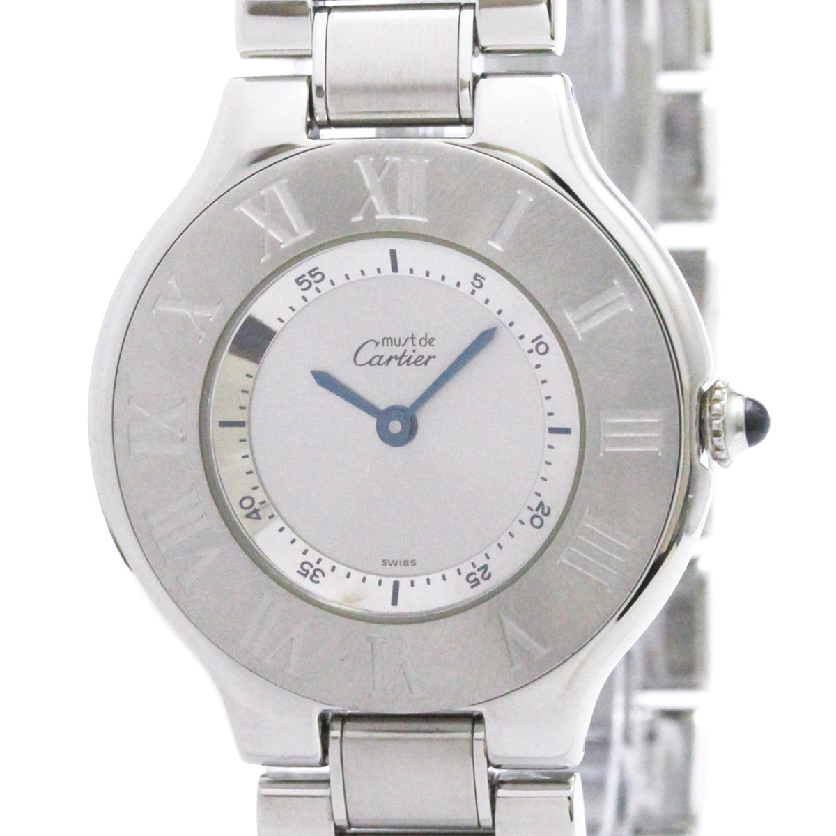 Pre-Owned CARTIER Must 21 Stainless Steel Quartz Mens Watch W10110T2 Polished