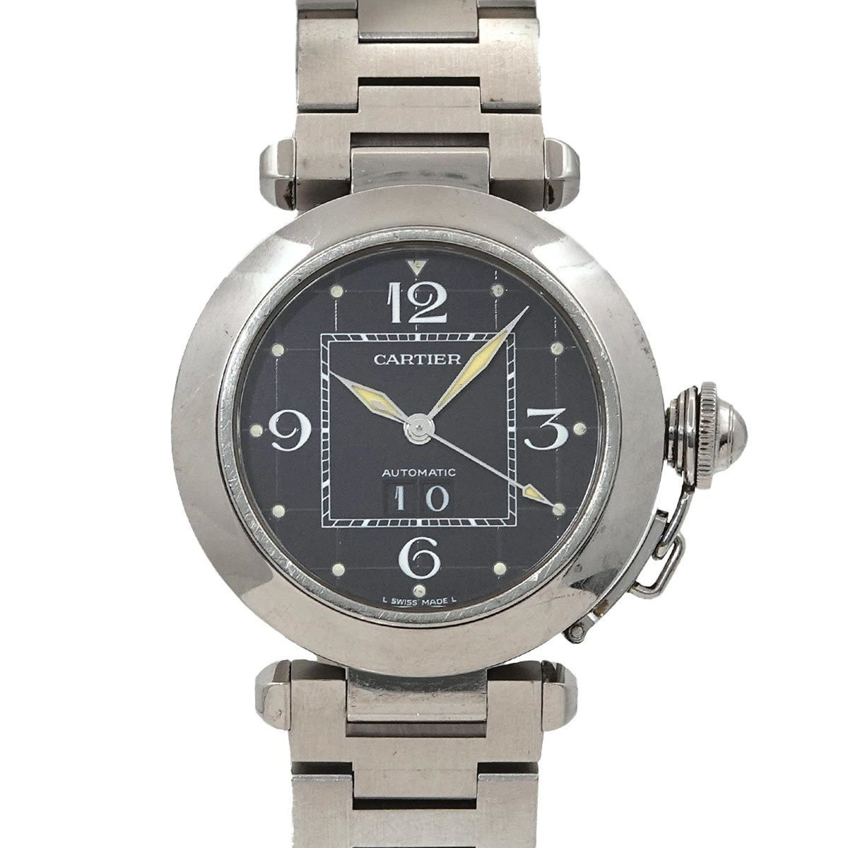 Pre-Owned Cartier Pasha C Big Date W31053M7 Boys' Black Automatic Watch