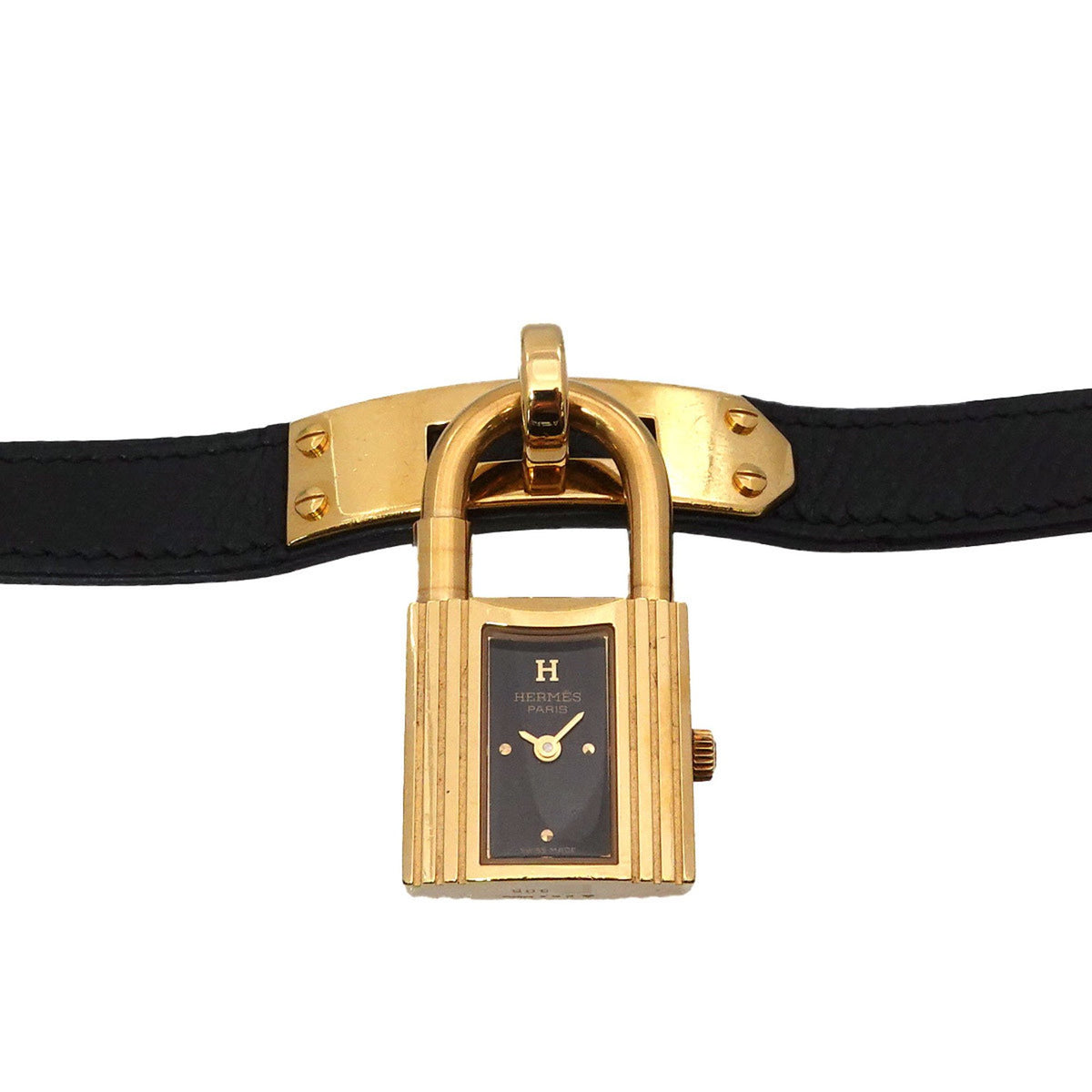 Pre-Owned Hermes Kelly Watch Women's Black Quartz Cadena
