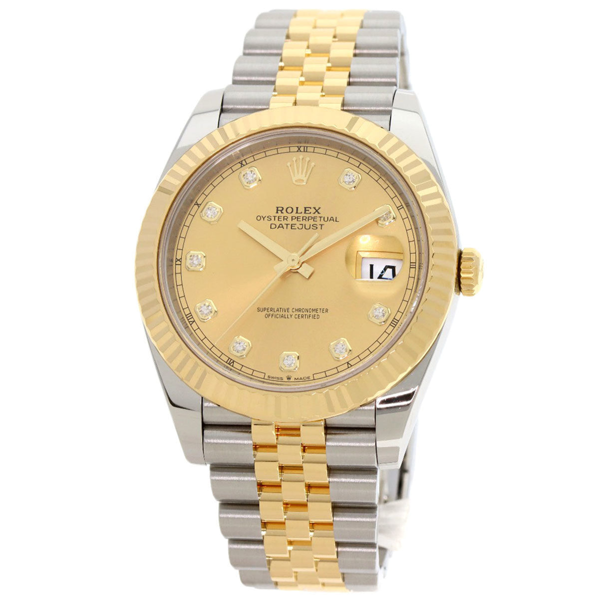 Montre Rolex d'occasion 126333G Datejust 41 10P en acier inoxydable SSxK18YG pour homme 