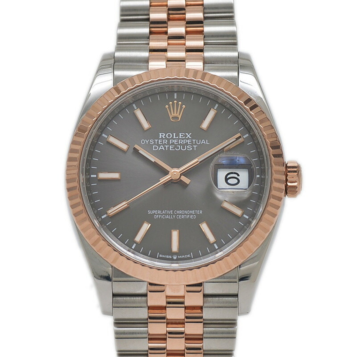 Montre Rolex Datejust 36 d'occasion, cadran gris, RG SS 126231, numéro de série aléatoire, homme 