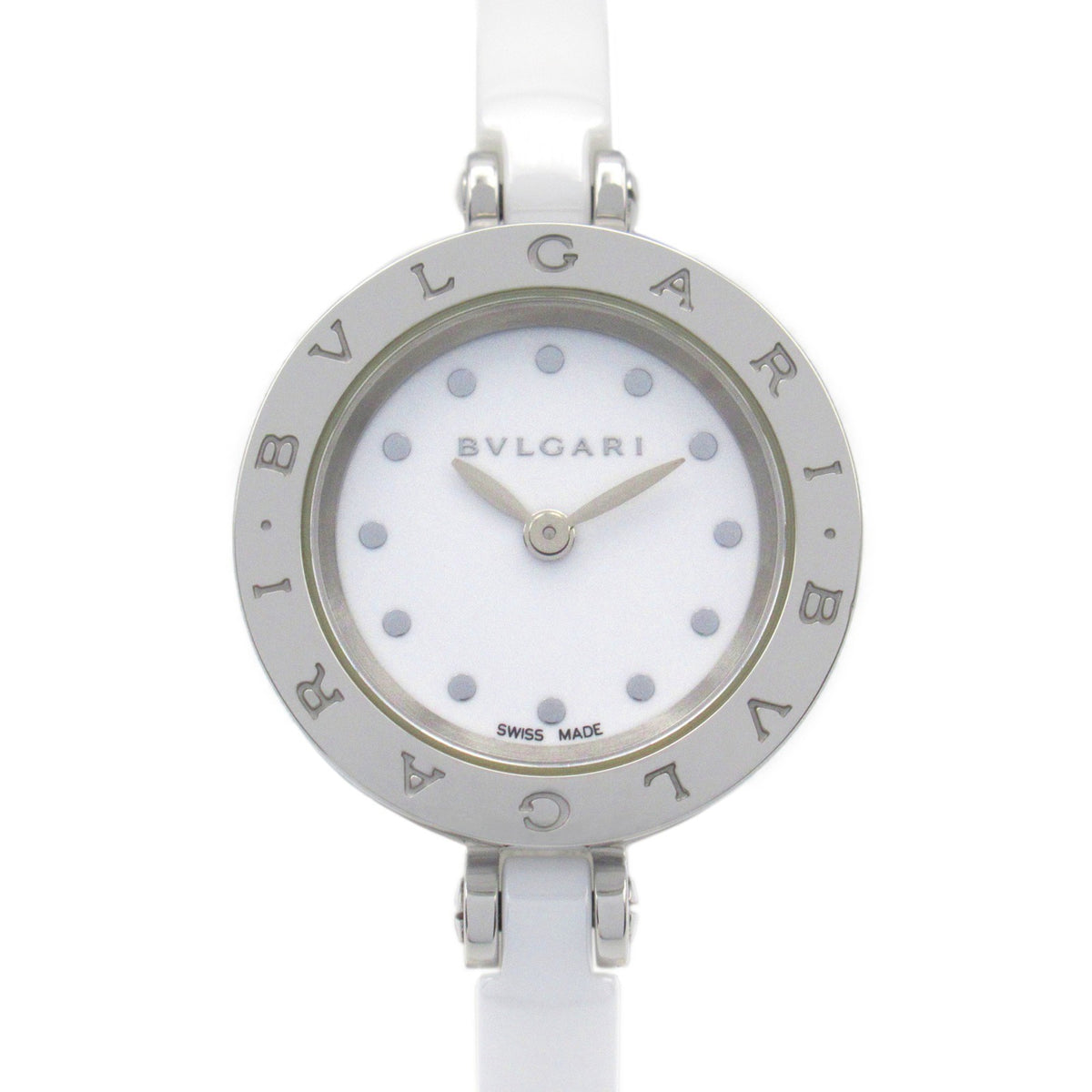 Montre BVLGARI B-zero1 d'occasion pour femme, en acier inoxydable et céramique, blanche, BZ23SC 