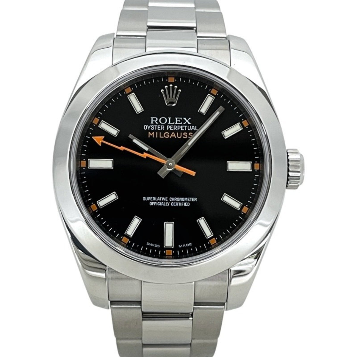 Pre-Owned ROLEX Milgauss 116400 Stainless Steel Men's Watch, V-Number, Black Dial, Automatic