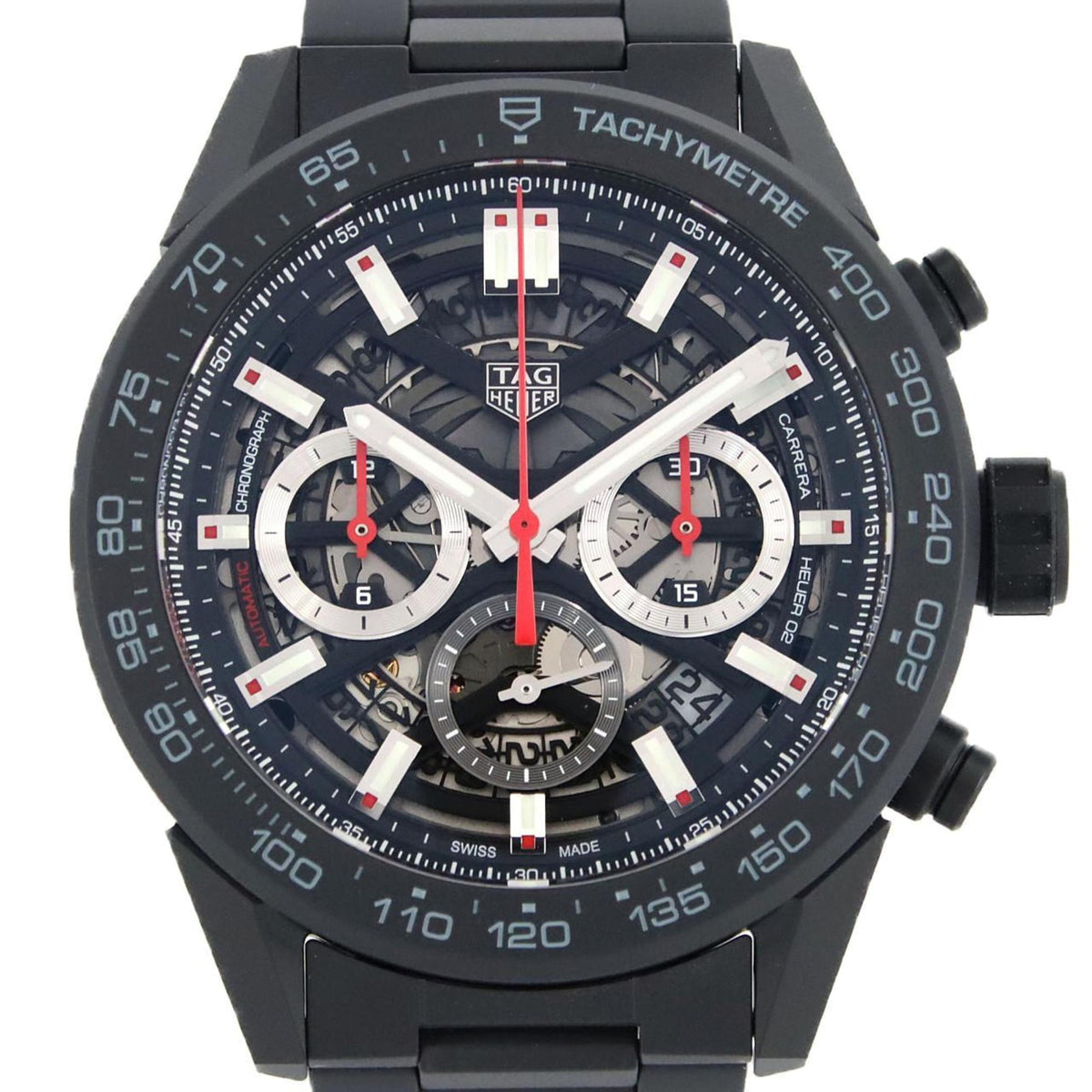 Montre-bracelet automatique en céramique TAG Heuer Carrera Calibre 02 d'occasion CBG2A90.BH0653 