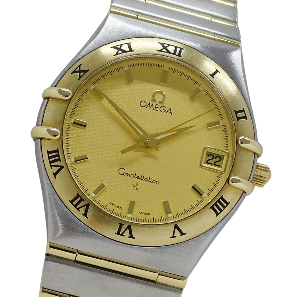 Pre-Owned OMEGA Constellation 1212.10 Men's Watch, Date, Quartz, QZ, Stainless Steel, Gold, Yellow Full Bar, Polished