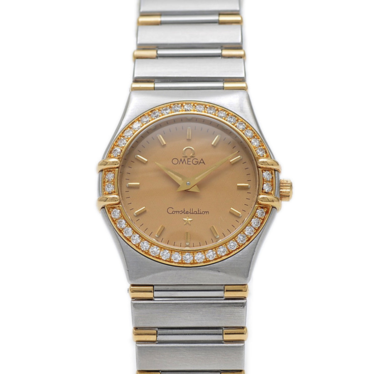 Pre-Owned Omega Constellation Mini Watch, Diamond Bezel, Champagne Dial, Quartz Movement, 1277.10