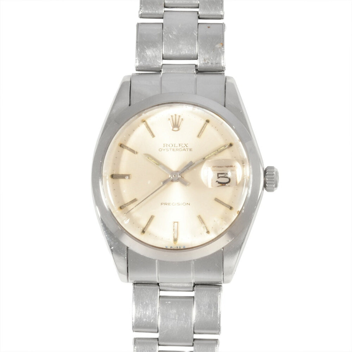 Pre-Owned Rolex ROLEX 6694 Oysterdate Precision 22***** (circa 1967) Hand-wound Silver Dial Women's Watch