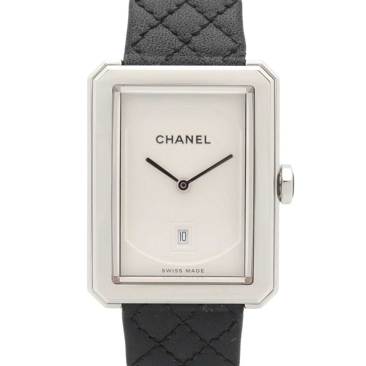 Pre-Owned Chanel Boyfriend Watch, Stainless Steel, Leather Strap, Women's, White (H6954)