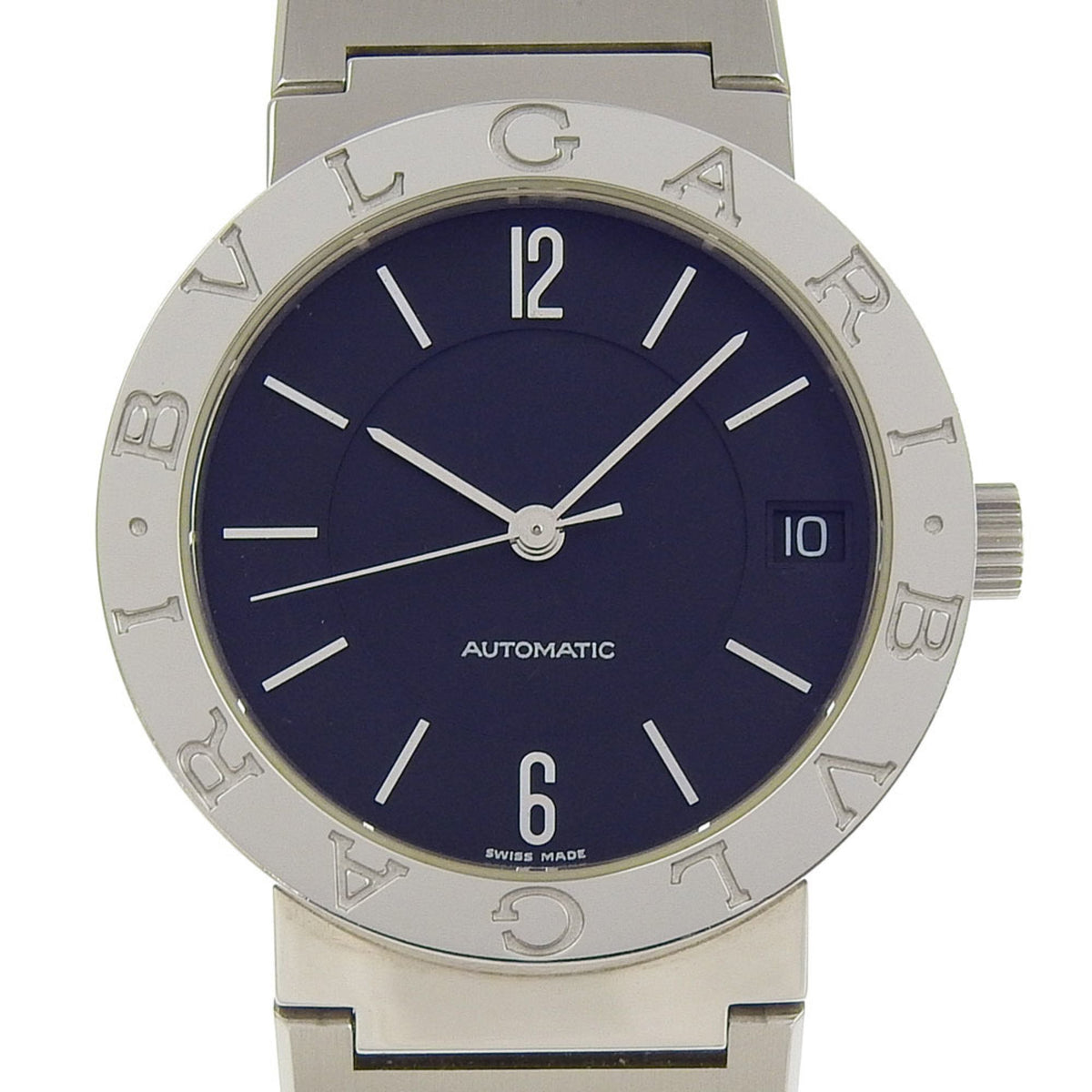Pre-Owned BVLGARI Wristwatch Date BB33SS Stainless Steel Automatic Black Dial Bvlgari Boys