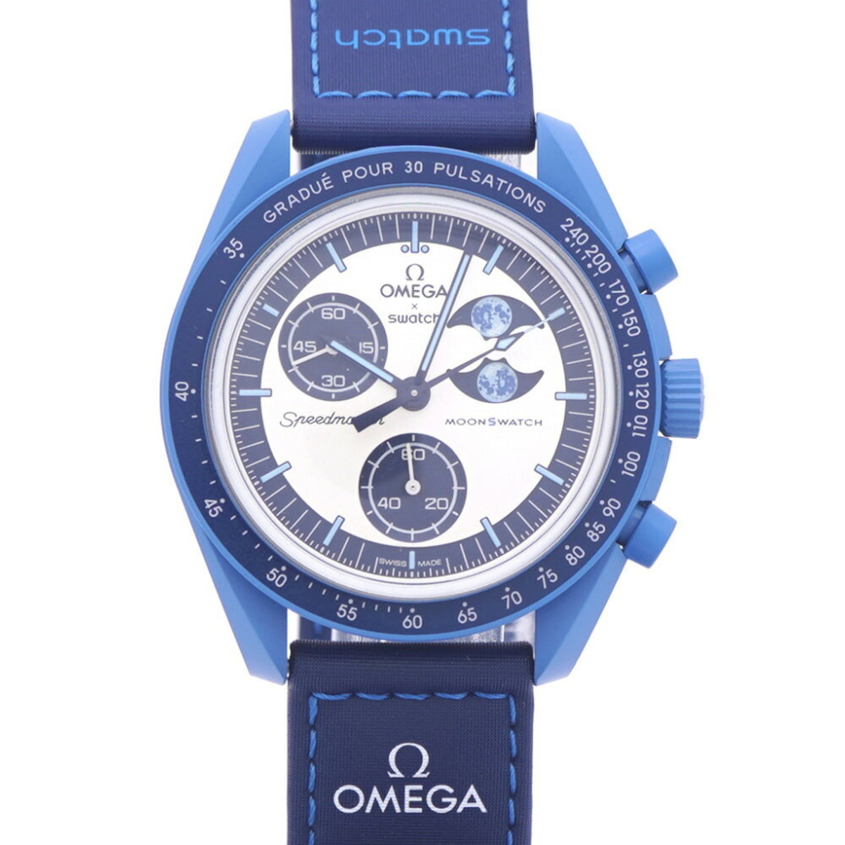 Pre-Owned Unused OMEGA x Swatch Mission to the Super Blue Moon Phase SO33N700 Quartz Watch Nylon/Bio-Ceramic 0956OMEGA Men's