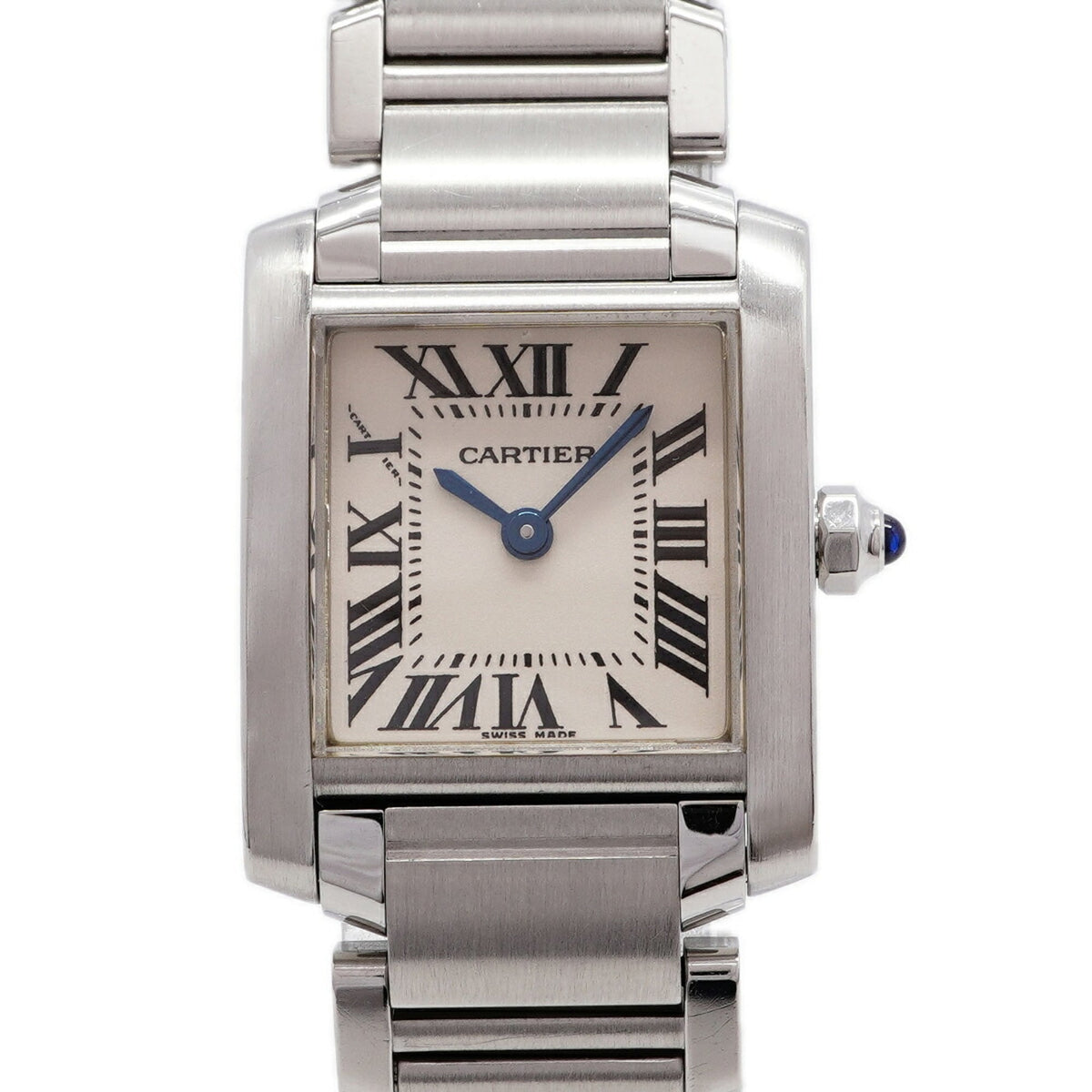 Pre-Owned Cartier Tank Fran?aise SM W51008Q3 White Dial Women's Watch