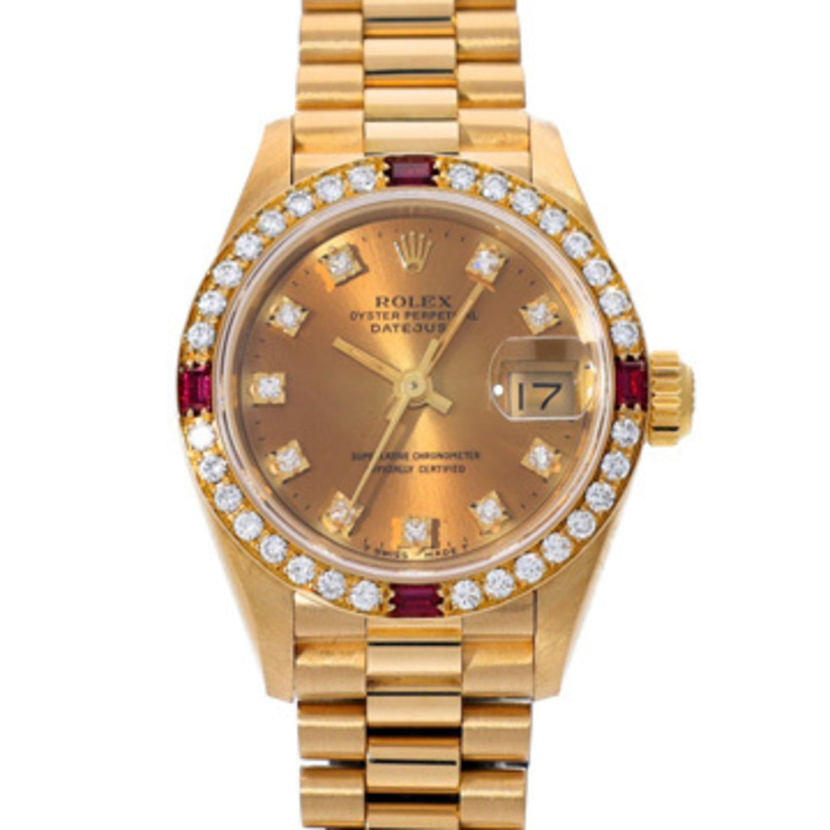 Pre-Owned Rolex Datejust, Dial Discoloration, 69068G, E Series (Manufactured around 1991), Champagne/Diamond, Ladies' Watch, Automatic