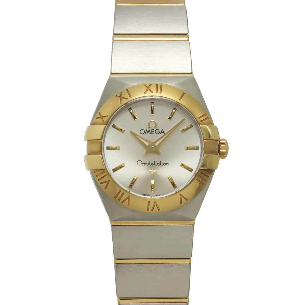 Pre-Owned Omega Constellation Brushed Two-Tone 123 20 24 60 02 002 Women's Watch Silver 18K Yellow Gold Quartz