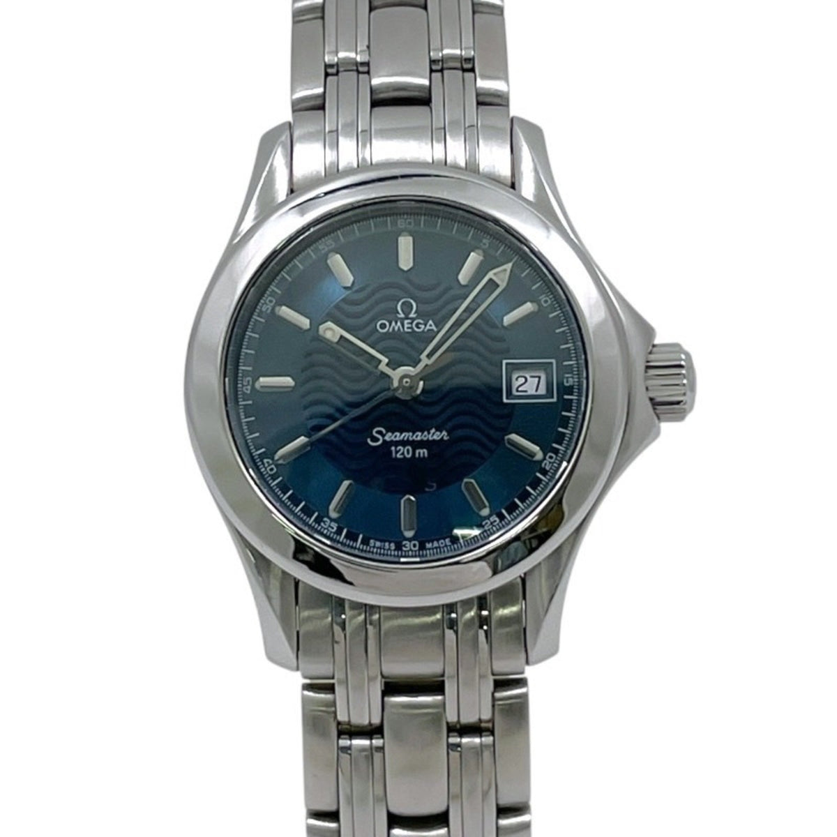 Pre-Owned OMEGA Seamaster 120m 2581.81 Stainless Steel Women's Quartz Watch with Blue Dial