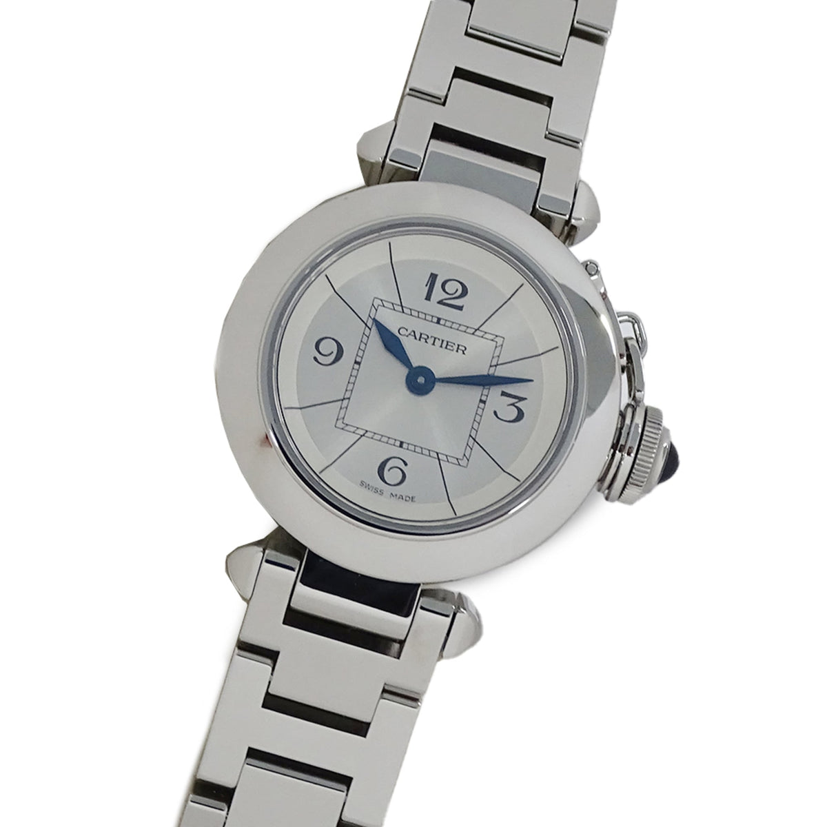 Pre-Owned Cartier Miss Pasha Quartz Watch for Women, Stainless Steel (SS) W3140007, Silver, Round