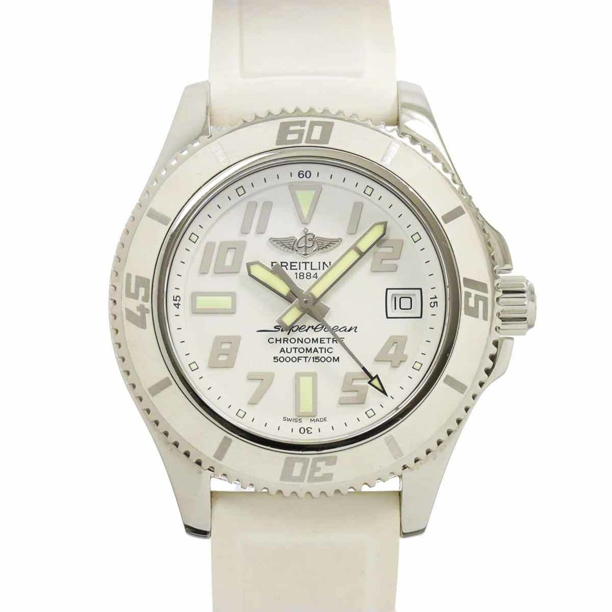 Montre homme BREITLING Super Ocean 42 A17364 d'occasion, date, blanche, remontage automatique 
