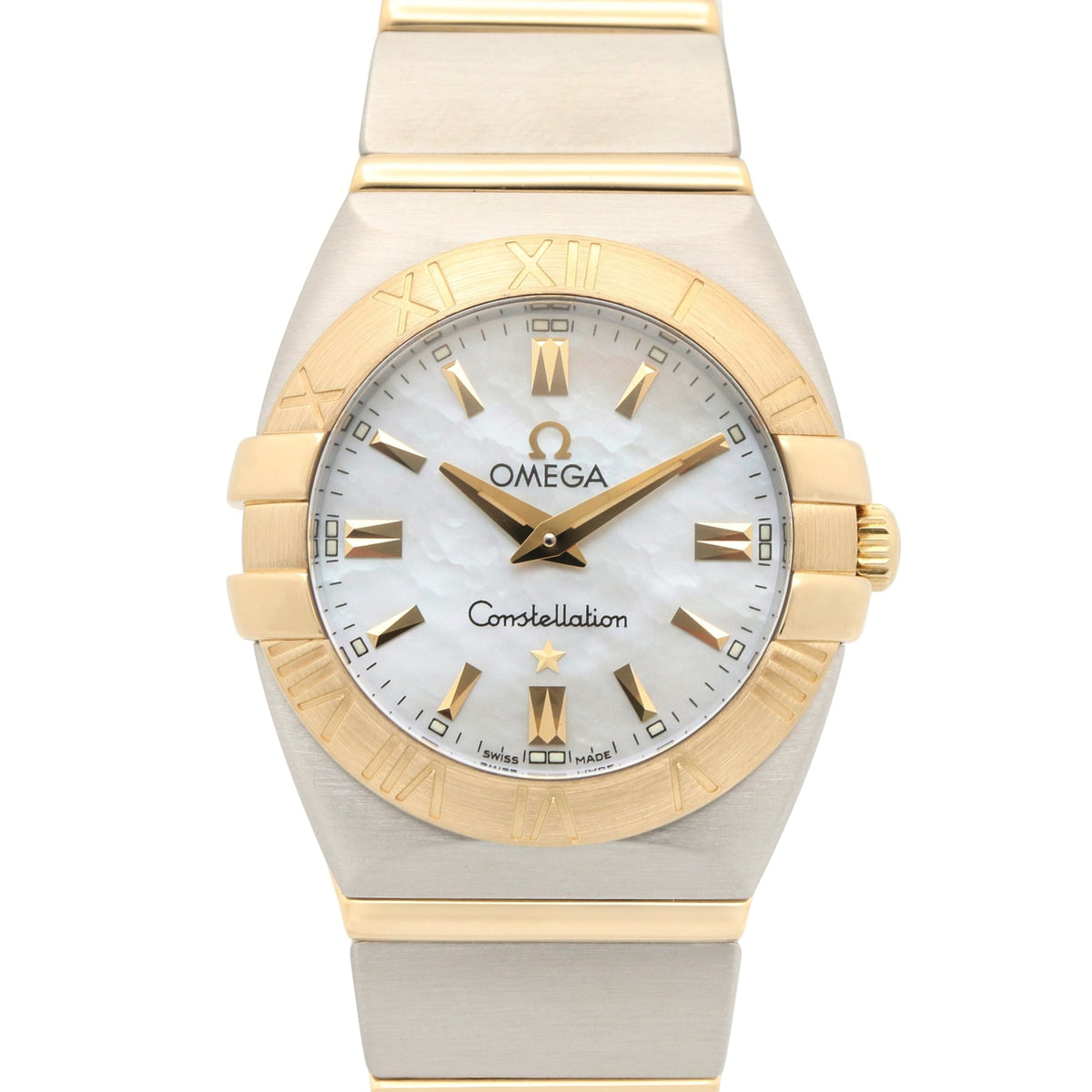 Pre-Owned Omega Constellation Double Eagle Watch, 18K (Yellow Gold) Stainless Steel, Ladies', White/White Mother-of-Pearl Case, 1381.70