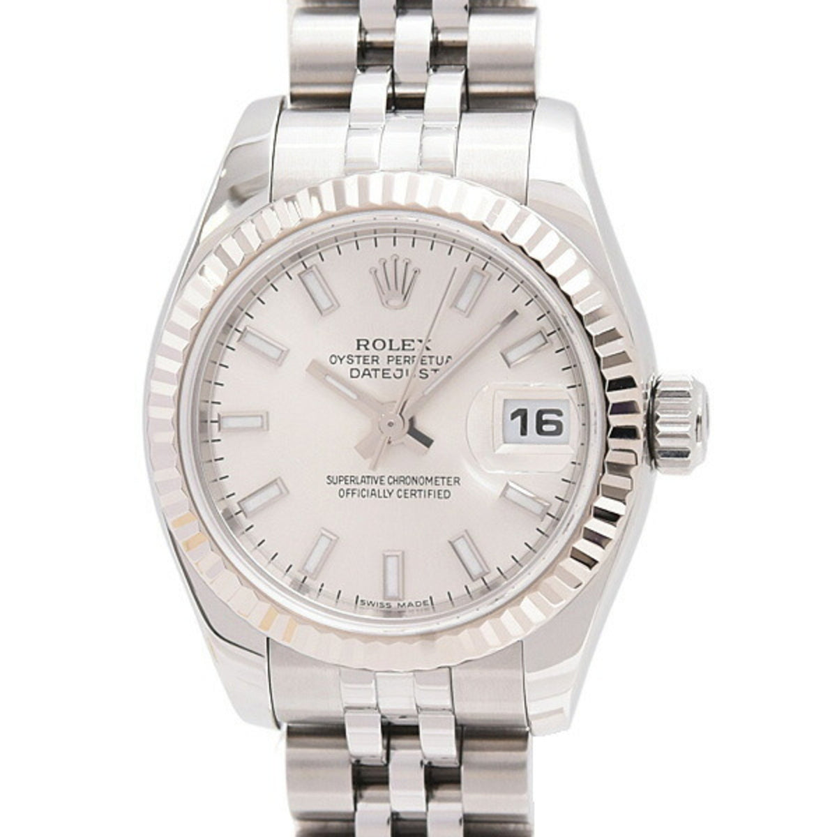 Pre-Owned Rolex Watch Ladies Datejust Automatic D Serial Silver Dial SS x WG ROLEX 179174