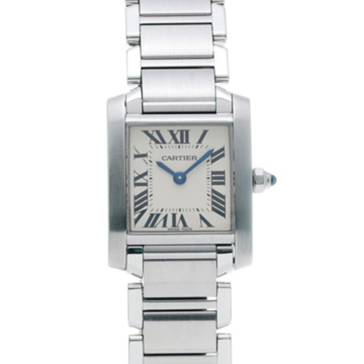 Gebrauchte Cartier Tank Francaise SM W51008Q3 Silber Damenuhr Quarz 
