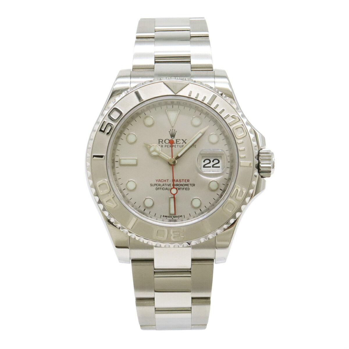Pre-Owned ROLEX Rolex Yachtmaster Rolesium Date SS Platinum Bezel Random Number Men's Automatic Watch 116622