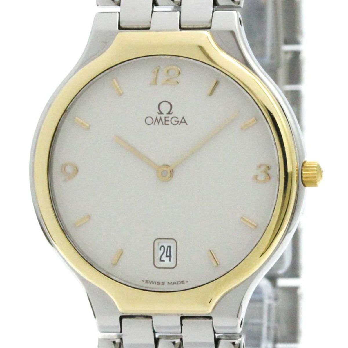 Pre-Owned Polished OMEGA De Ville Symbol 18K Gold Steel Quartz Mens Watch 4330.62 BF582371