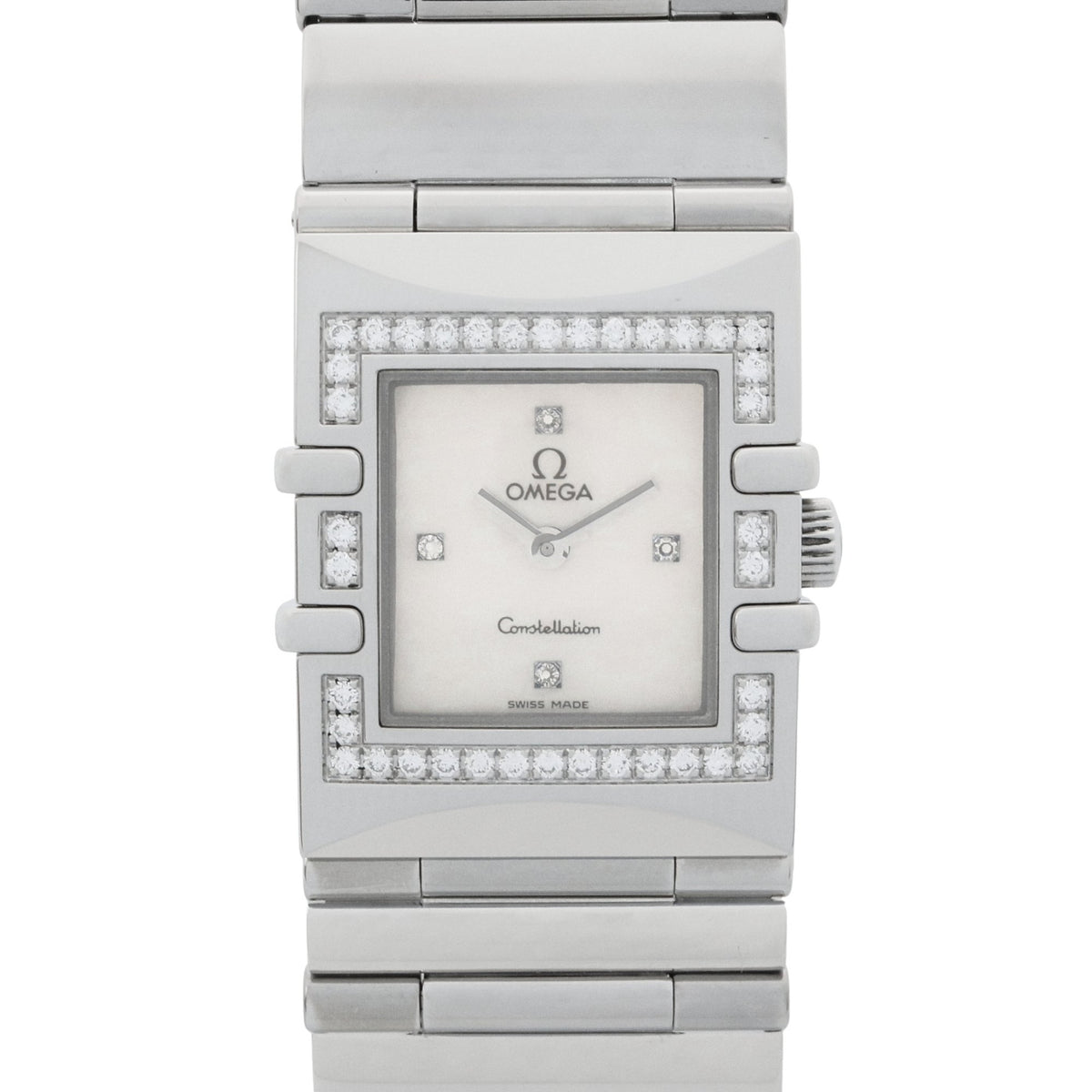Pre-Owned OMEGA Constellation Quadra Diamond Bezel Watch, Stainless Steel, Diamond, Women's, White, White Shell, 1528.36