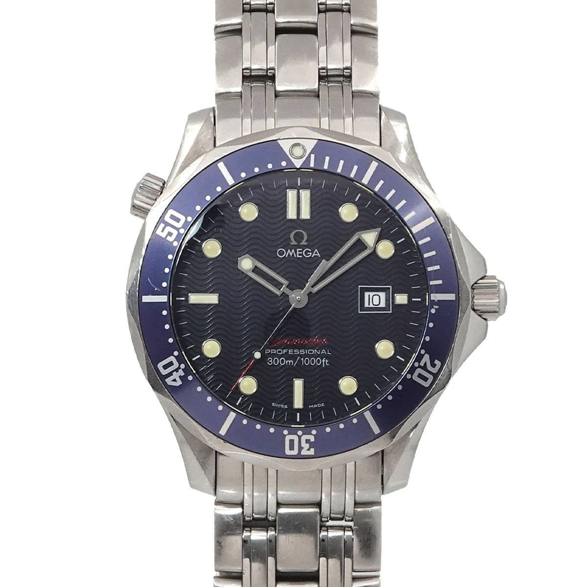Pre-Owned OMEGA Seamaster Professional 300 2221 80 Men's Watch with Date, Blue Quartz