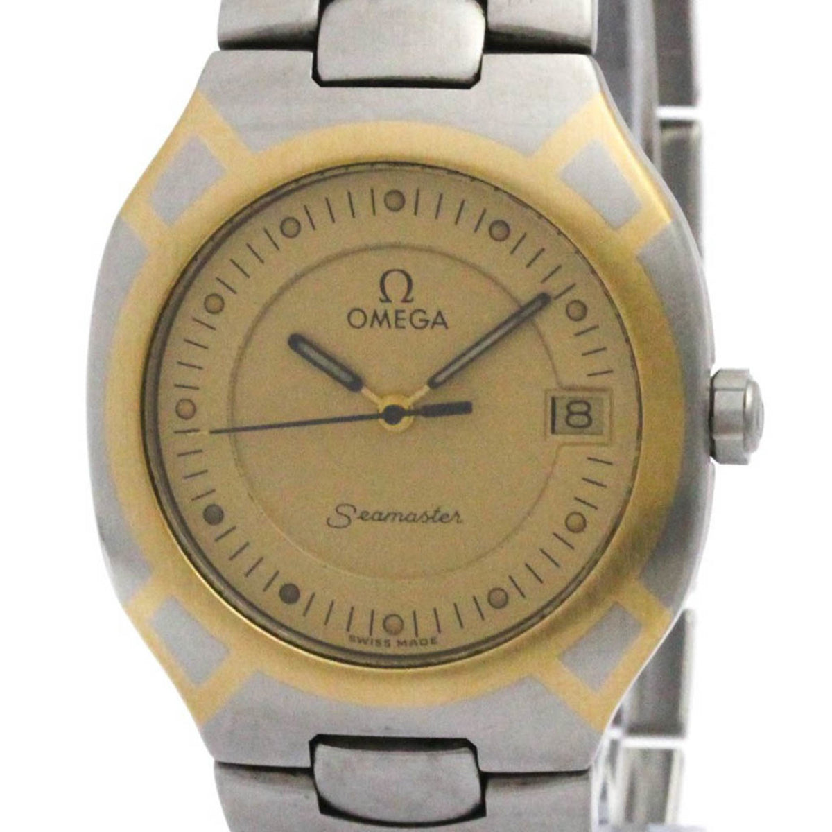 Pre-Owned OMEGA Seamaster Polaris 18K Gold Steel Mens Watch 396.1022 Polished