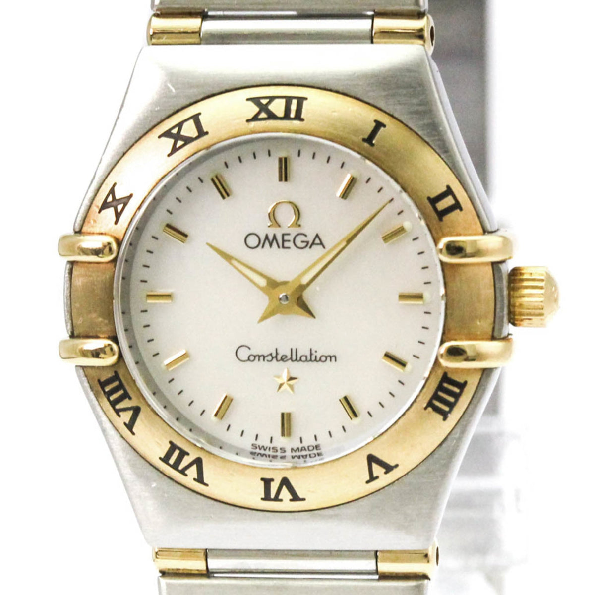 Pre-Owned OMEGA Constellation MOP 18K Gold Steel Ladies Watch 1362.70 Polished
