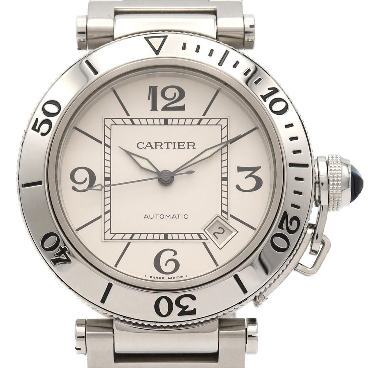 Pre-Owned Cartier Pasha Seatimer W31080M7 Stainless Steel Automatic Watch
