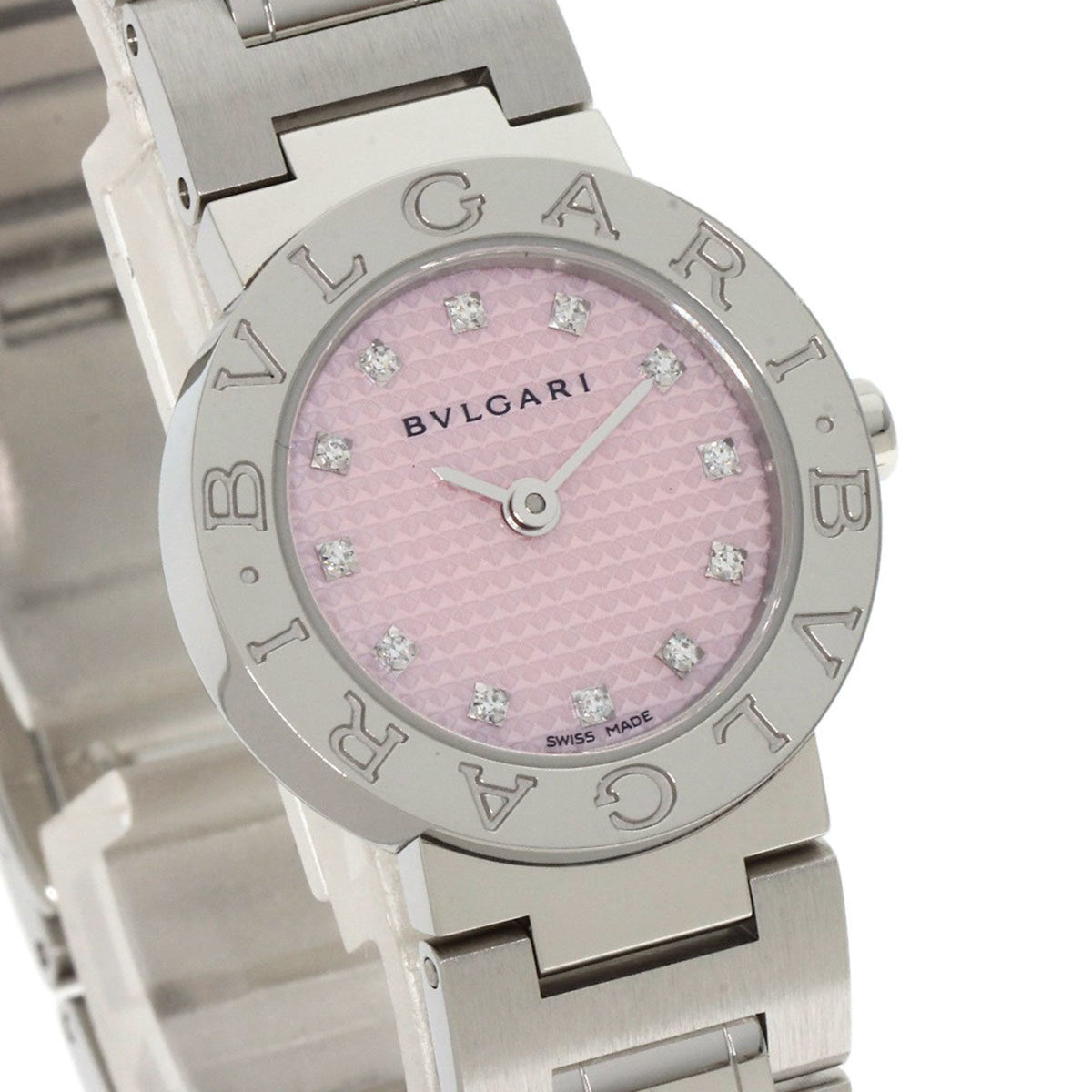 Montre BVLGARI BB23SS 12P d'occasion en acier inoxydable pour femme, sertie de diamants 