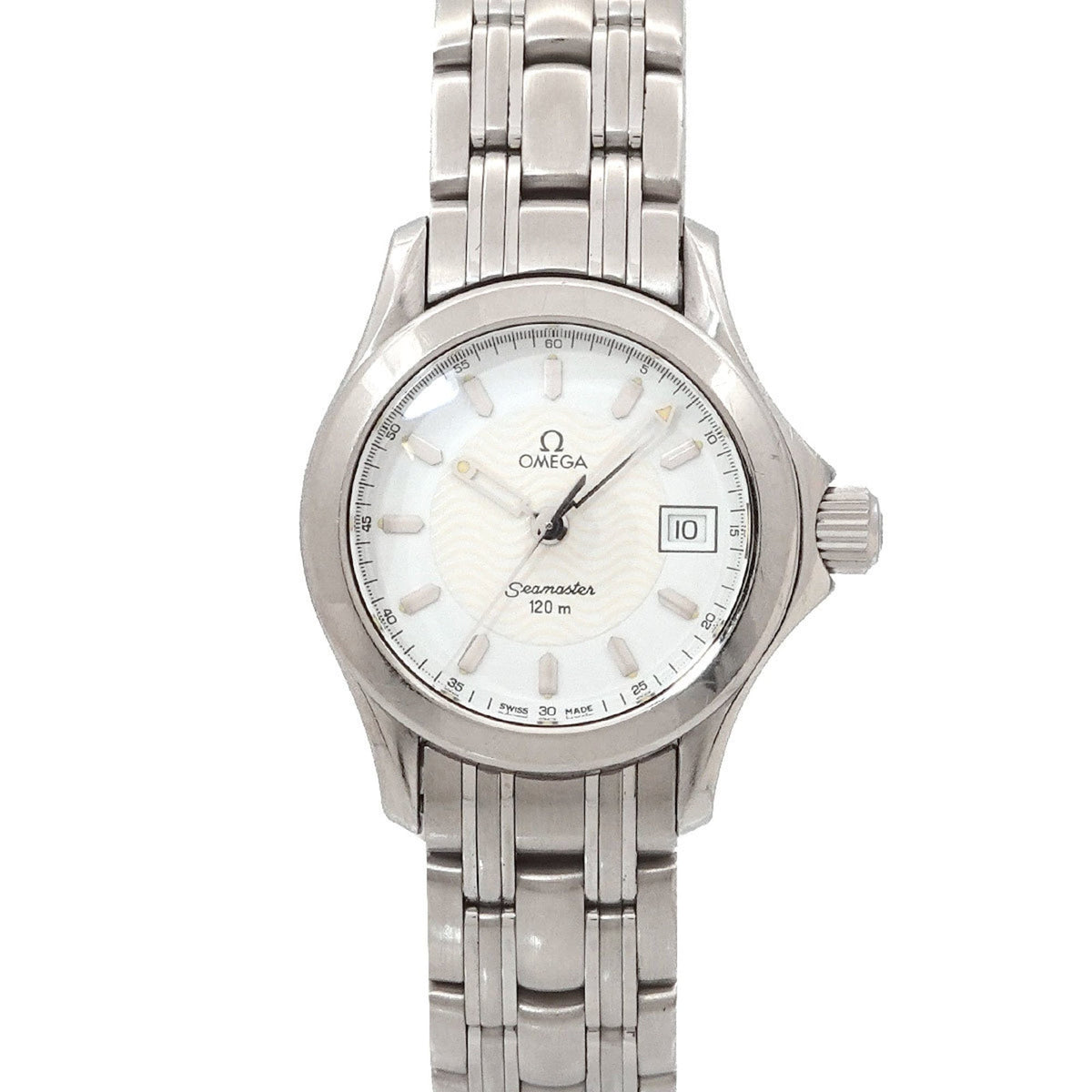 Pre-Owned OMEGA Seamaster 120 2581 21 Women's Watch with Date Display and White Quartz Movement