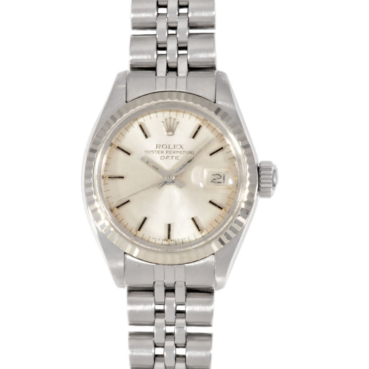 Pre-Owned Rolex ROLEX 6917 Oyster Perpetual Date Watch Automatic Silver Dial Ladies