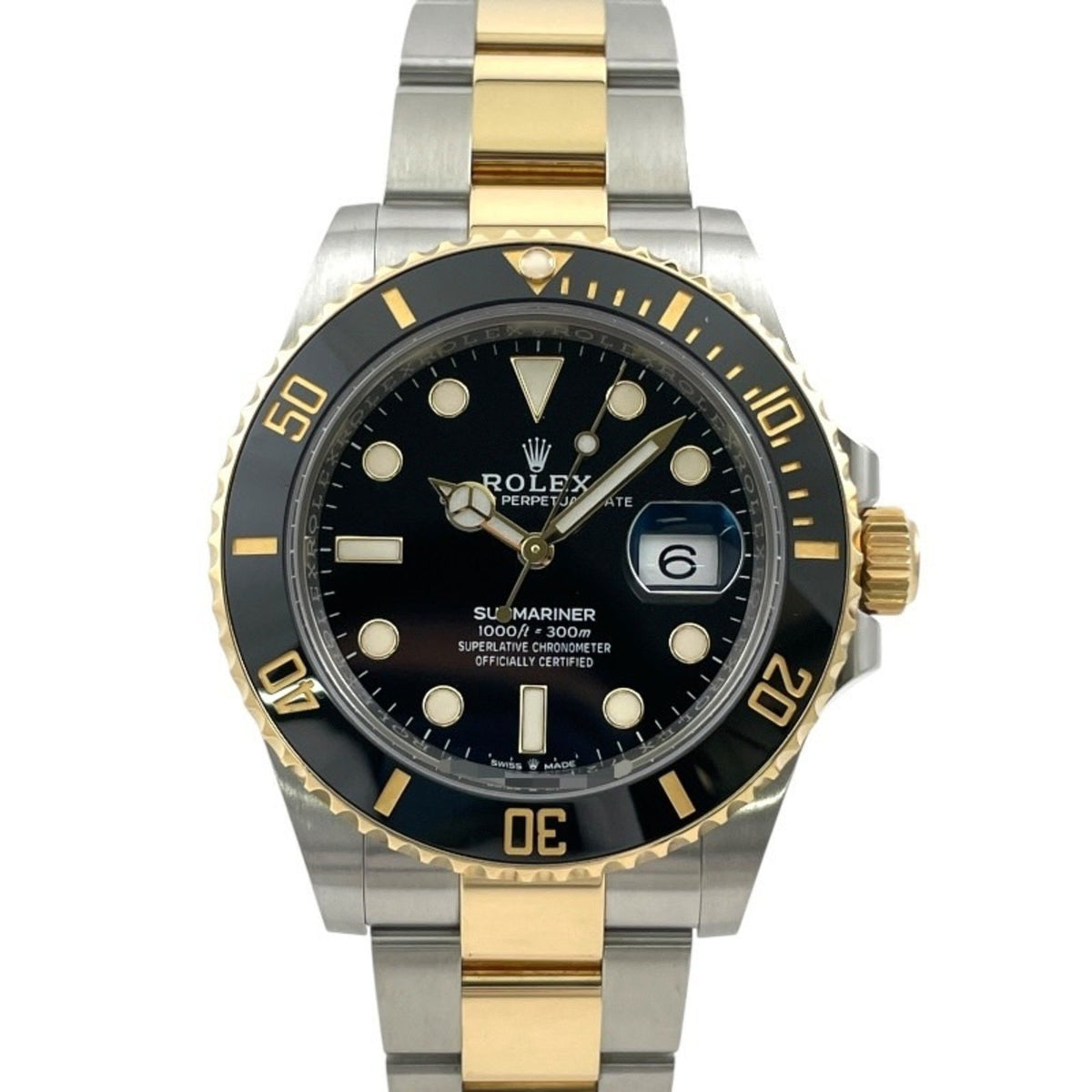 Pre-Owned ROLEX Submariner Date 126613LN Men's Stainless Steel Yellow Gold Watch, Random Number, 2022 Warranty, Black Dial