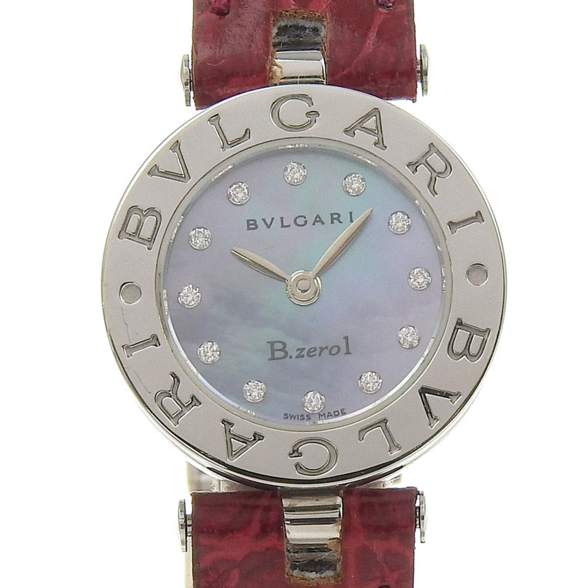 Pre-Owned BVLGARI B-zero1 Watch BZ22S Stainless Steel Quartz Analog Display Blue Shell Dial Women's