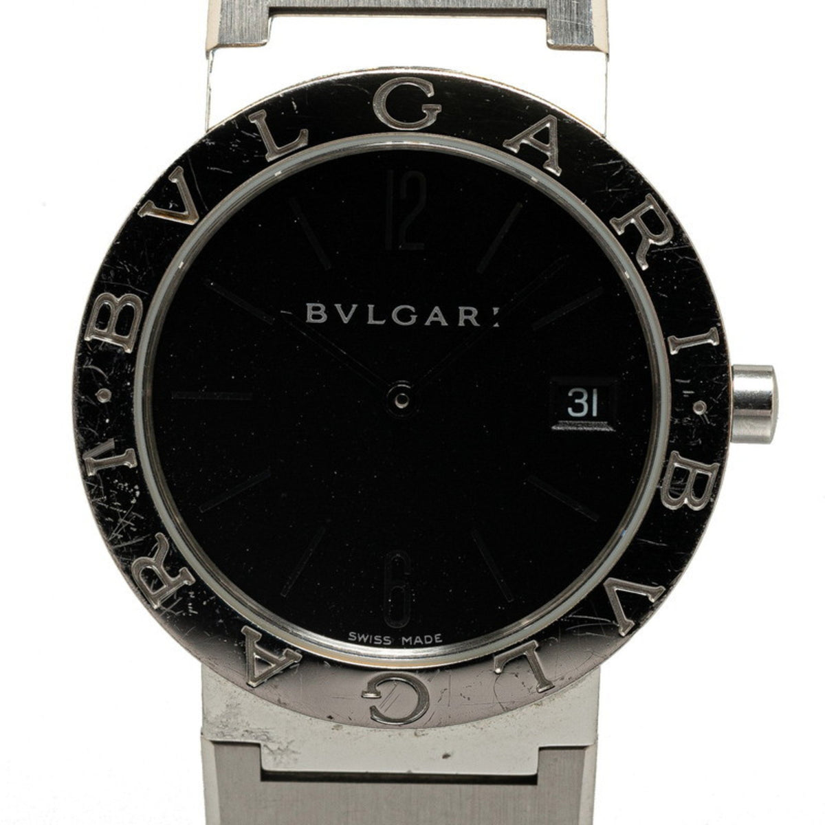 Pre-Owned BVLGARI Wristwatch BB33SS Quartz Black Dial Stainless Steel Men's