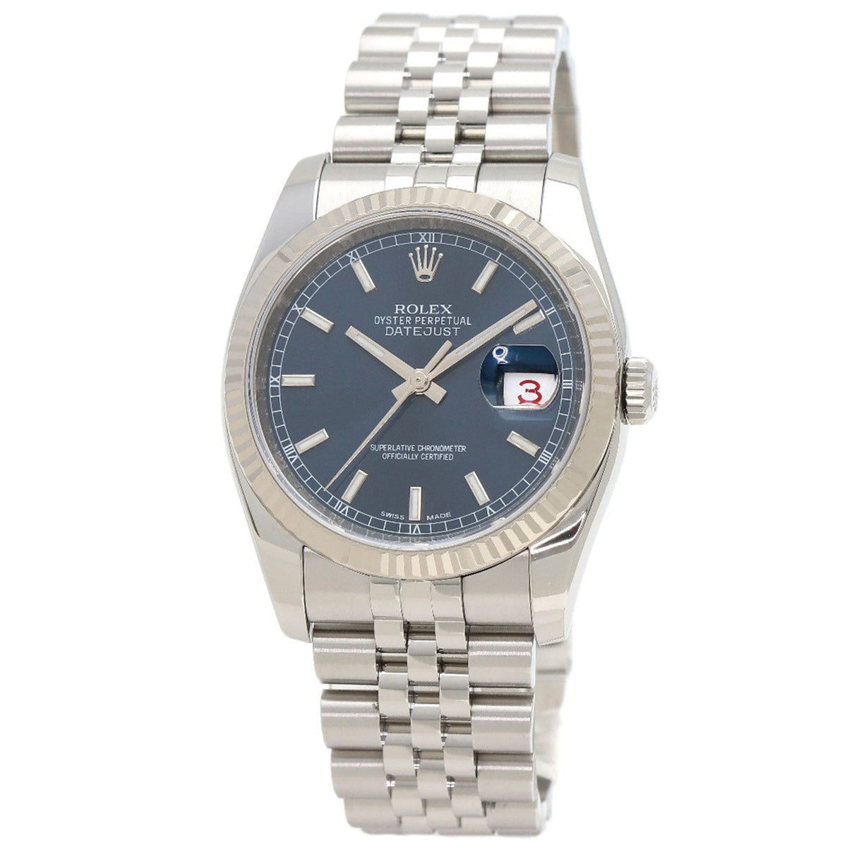 Pre-Owned Rolex 116234 Datejust Watch Stainless Steel SS K18WG Men's ROLEX